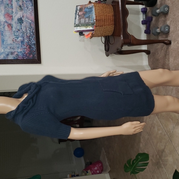 GoldenState m drawstring cowlneck mini sweater dress tunic stretchy personal fit - Picture 3 of 8